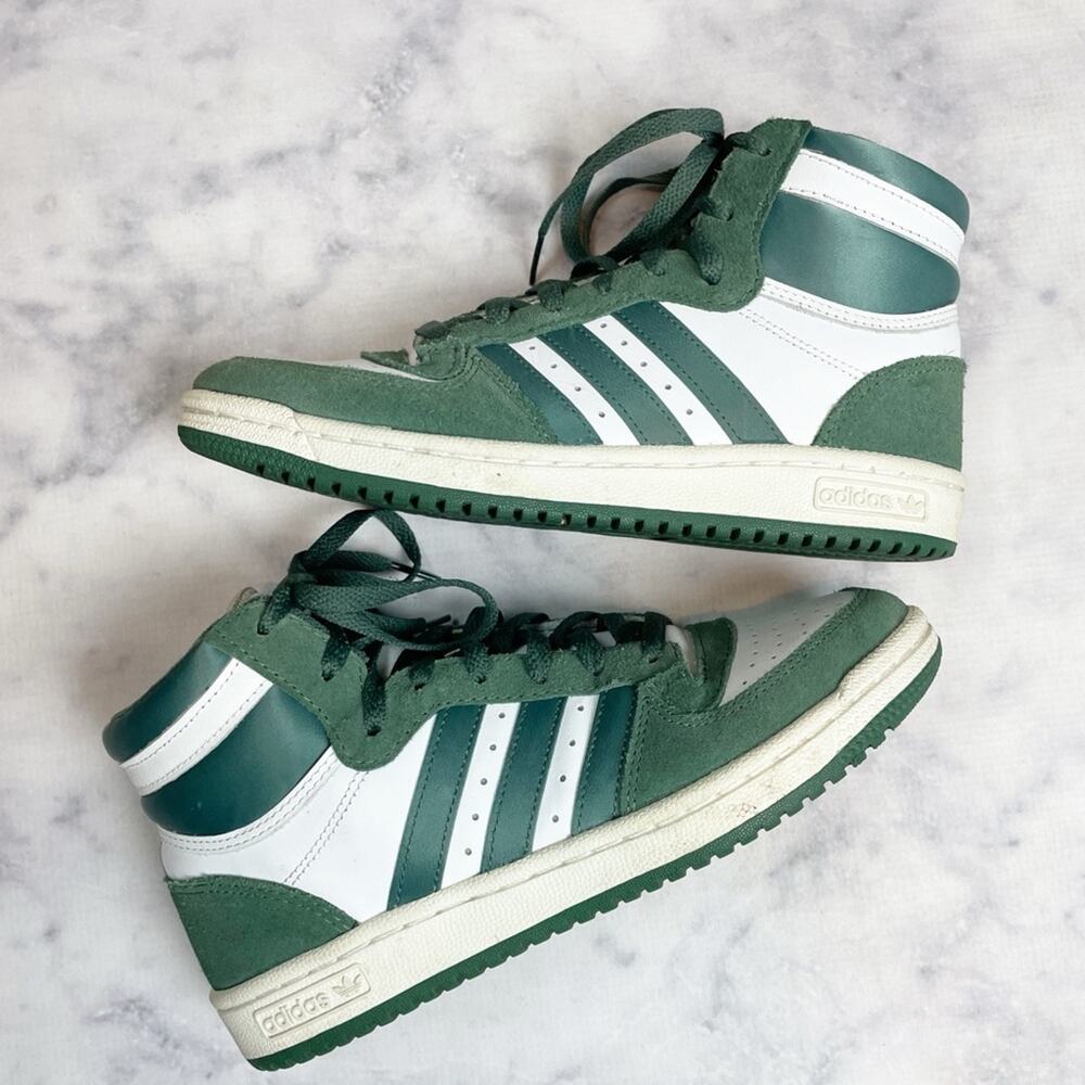 Adidas Top Ten RB Hi Top Sneakers Green Oxide White Leather Sz 7.5